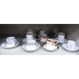 Ten various china coffee cans and saucers: to include a Shelley china example OS2