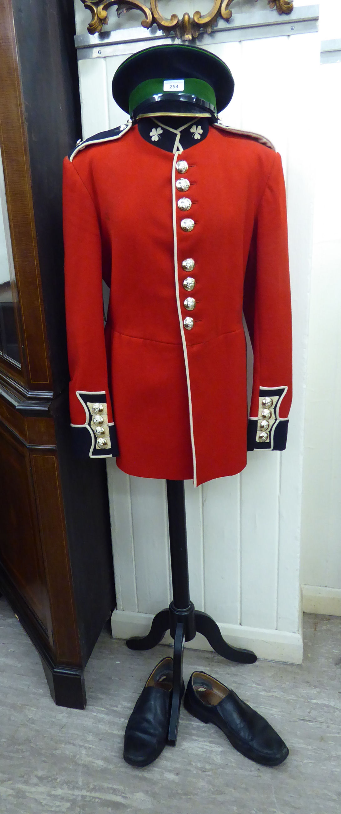 An Irish Guards Home Service dress jacket and cap RAB