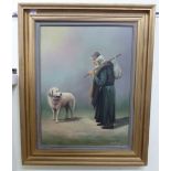 X Bevtms - an itinerant man and his dog oil on canvas bears a signature 31'' x 23'' framed
