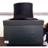 A Conway Williams black silk top hat with a 24'' inner circumference,