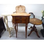 Small furniture: to include a modern marquetry inlaid, walnut, kidney shaped,