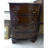 A modern mahogany four drawer bow front bedside chest,