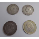 Four similar George III and George IV silver coins