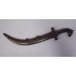 A late 19thC Indo-Persian niello worked dagger, the handle fashioned as a horse's head,