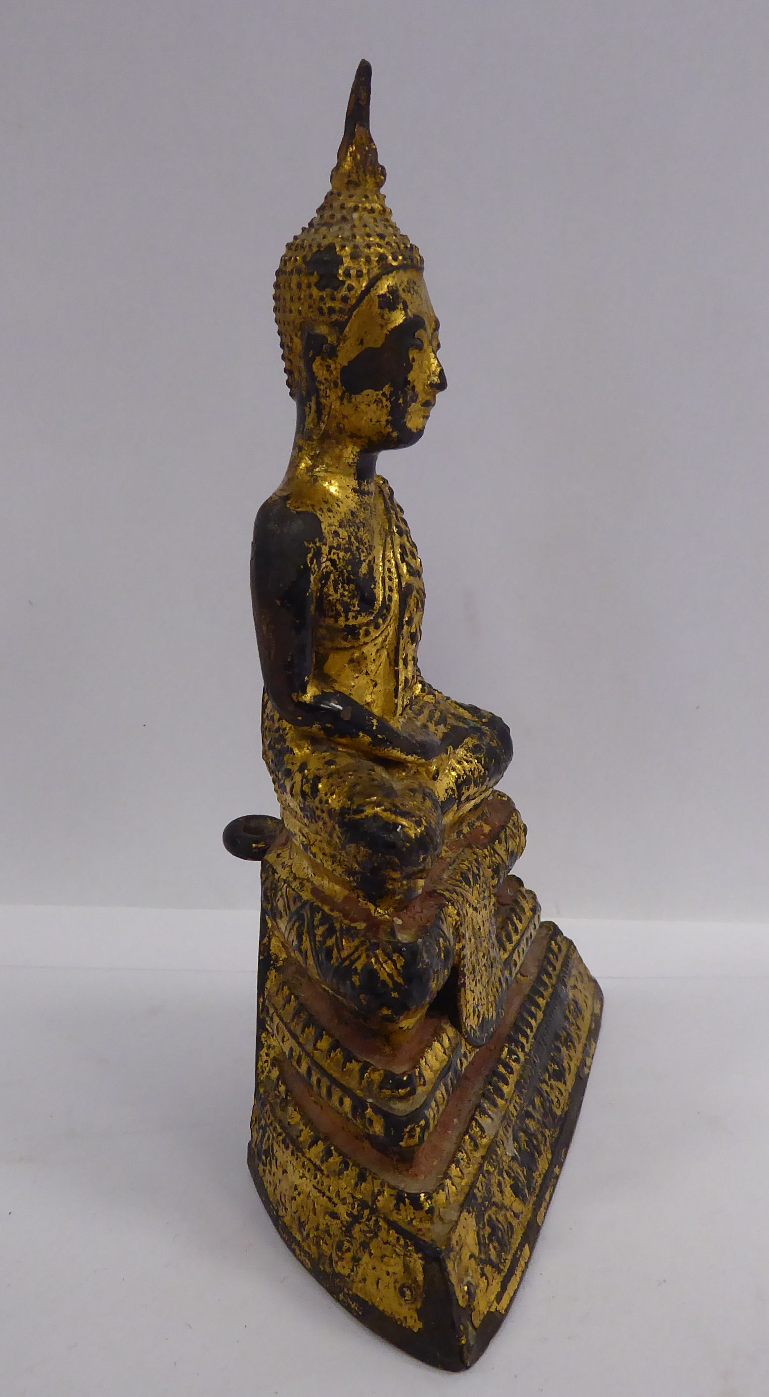 An 'antique' Asian cast gilt bronze figure, - Image 3 of 5