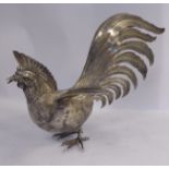 A foreign white metal model, a standing cockerel 8.