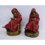 A pair of 'vintage' Armor Bronze Co red painted and gilded composition bookends,