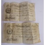 Two Nottingham Bank one pound notes, viz. no.1656, dated 21st day of October 1815; and no.