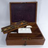 A late 19thC James Newman artist's mahogany paint box, having straight sides and a hinged lid,