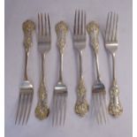 A set of six mid Victorian Scottish silver Queen's pattern dessert forks WC Glasgow 1880