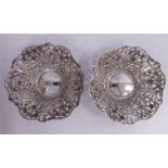 A pair of late Victorian silver sweet dishes with lobed, decoratively pierced,