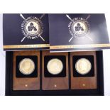 A series of three 2016 24ct gold plated (26 grms) proof-like Belgian coins,