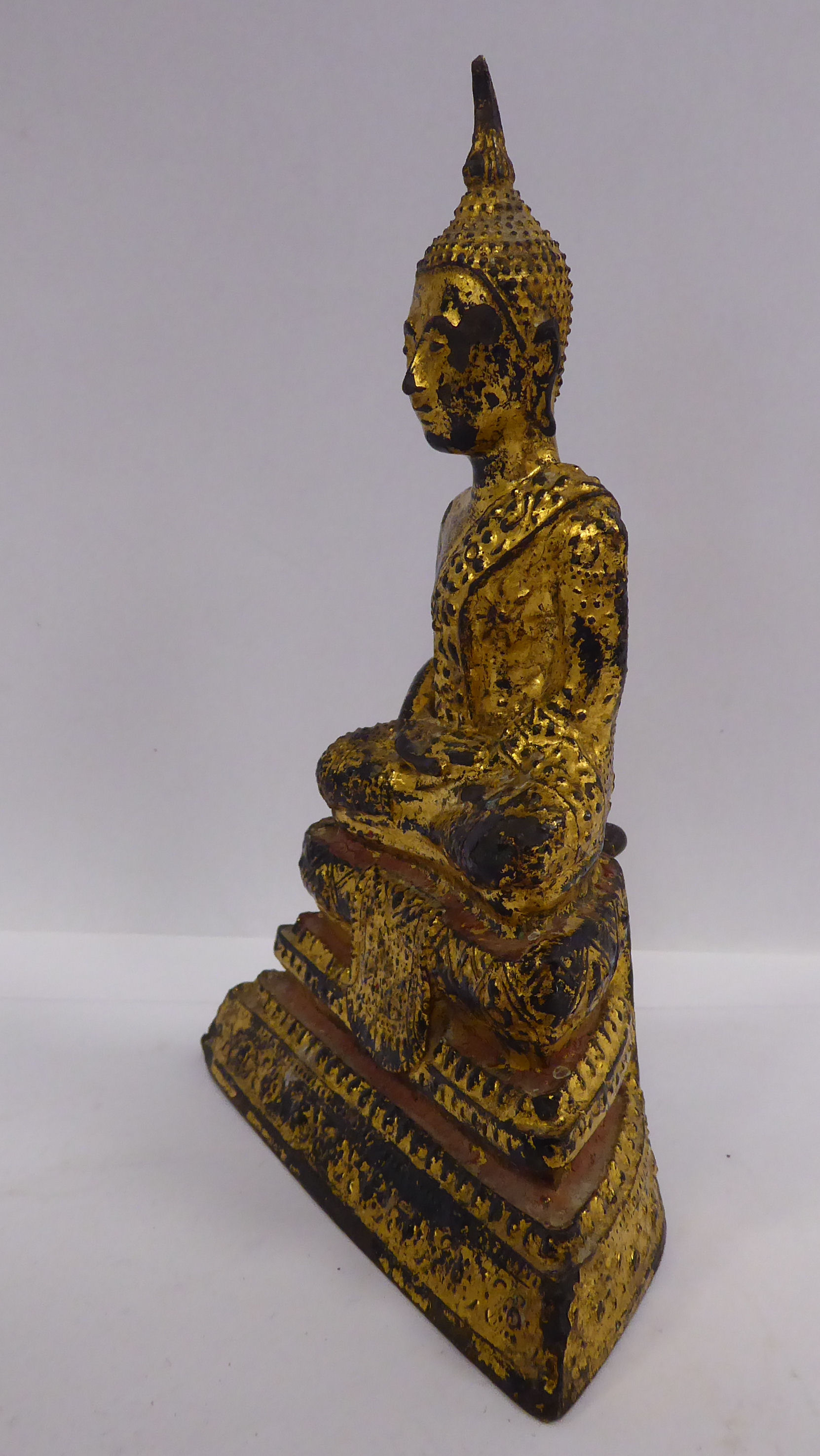 An 'antique' Asian cast gilt bronze figure, - Image 2 of 5