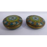 A pair of late 19thC Chinese cloisonne covered powder pots,