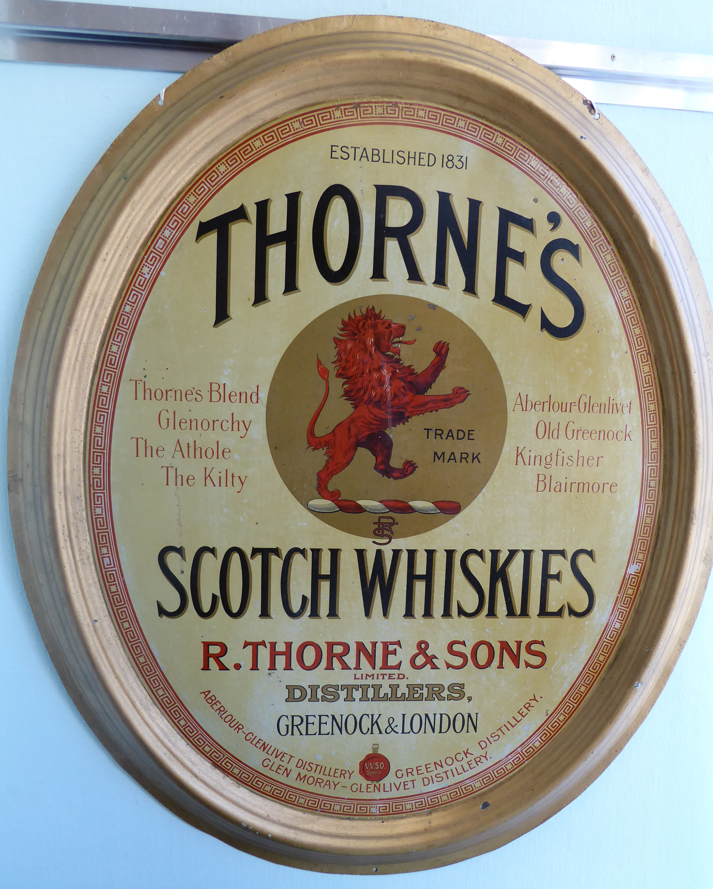 A 'vintage' press metal advertising sign for Thorne's Scotch Whiskey 35'' x 29'' - Image 2 of 3