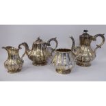 An early Victorian Irish silver four piece tea set,