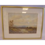 Eustace A Tozer - a landscape with grazing sheep and hills in the distance watercolour bears a