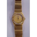 A lady's Omega Constellation 18ct gold cased bracelet watch,