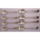 A matched set of eight silver Old English pattern tablespoons mixed London marks