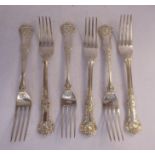 A set of six William IV silver Queen's pattern table forks John Aldwinckle & James Slater London