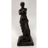 A late Victorian black patinated bronze figure 'Venus de Milo' on a marble plinth 10''h