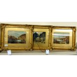 PG Austen - three landscape studies watercolours bearing signatures 8'' x 12'' framed SR