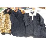 Three ladies faux fur coats: to include two black astrakhan style,