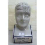 A modern Victorian style china phrenology head 12''h OS4