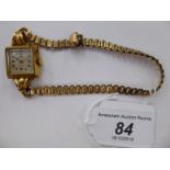 A lady's 9ct gold Trebex bracelet watch,
