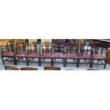 A set of eight 1920s Chippendale design mahogany framed dining chairs,