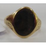 A 9ct gold (engraved) signet ring 11