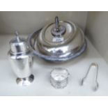 Silver and silver plate: to include a silver sugar caster of baluster form Birmingham 1924 6''h