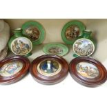 Victorian Prattware: to include three pot lids 4''dia; two vases 6.