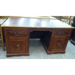 A modern painted wooden twin pedestal desk,