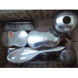 Silver and white metal backed dressing table items: to include a pair of clothes brushes Chester