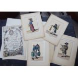 Late 18th/early 19thC engravings: to include 'Mysick' illustrating figures and verse 16'' x 12''