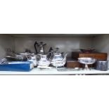 Silver plated tableware: to include a four piece tea set comprising a teapot, coffee pot,