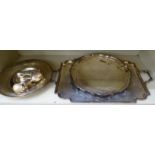 Silver plated tableware: to include a Georgian salver with a thumb moulded piecrust border,