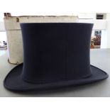 The Cork Hat Company black fabric covered folding top hat boxed S
