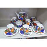 A Villeroy & Bosch china Acapulco pattern coffee set with six place settings OS4