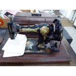 A late Victorian cast iron Jones manual sewing machine, model no.