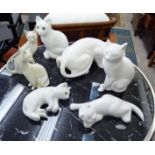 Variously made ceramic cats,