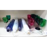 Glassware: to include a late Victorian opaque glass rolling pin with rubbed,