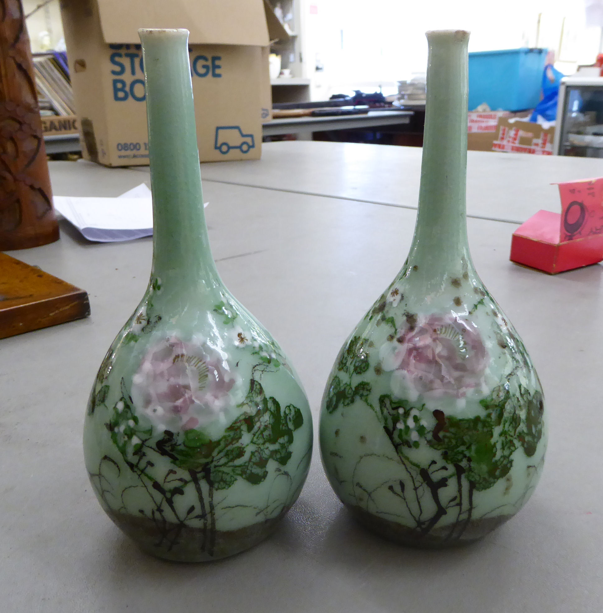 Decorative ceramics: to include a pair of modern Oriental porcelain, ovoid shaped vases, - Image 7 of 7