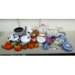 Ceramic teaware and ornaments: to include Royal Albert bone china Masquerade pattern teaware