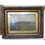 J Herbert Snell - a landscape with sheep and shepherds oil on canvas bears a signature 8.
