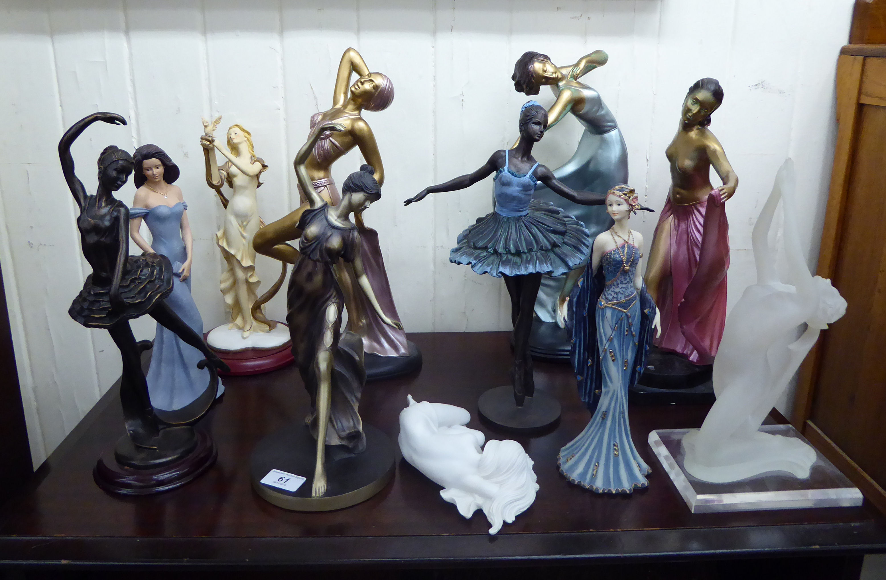 Composition and other figures: to include an Art Deco inspired dancing woman 15''h LAB