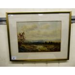Eustace A Tozer - a landscape with grazing sheep and hills in the distance watercolour bears a