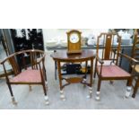 Small Edwardian furniture: to include a string inlaid mahogany hall table,