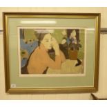 Aldo Salvadori - 'Giovane Bruna' Limited Edition coloured print 197/200 bears a pencil signature